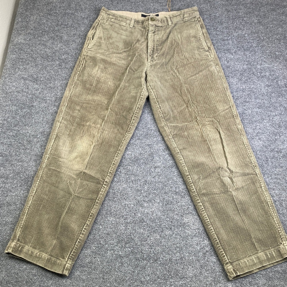 Gap Mens Relaxed Fit Corduroy Pants Olive Green Wide Wale 34x32 Vintage y2k